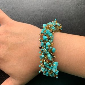 Turquoise & Gold Beaded Bracelet